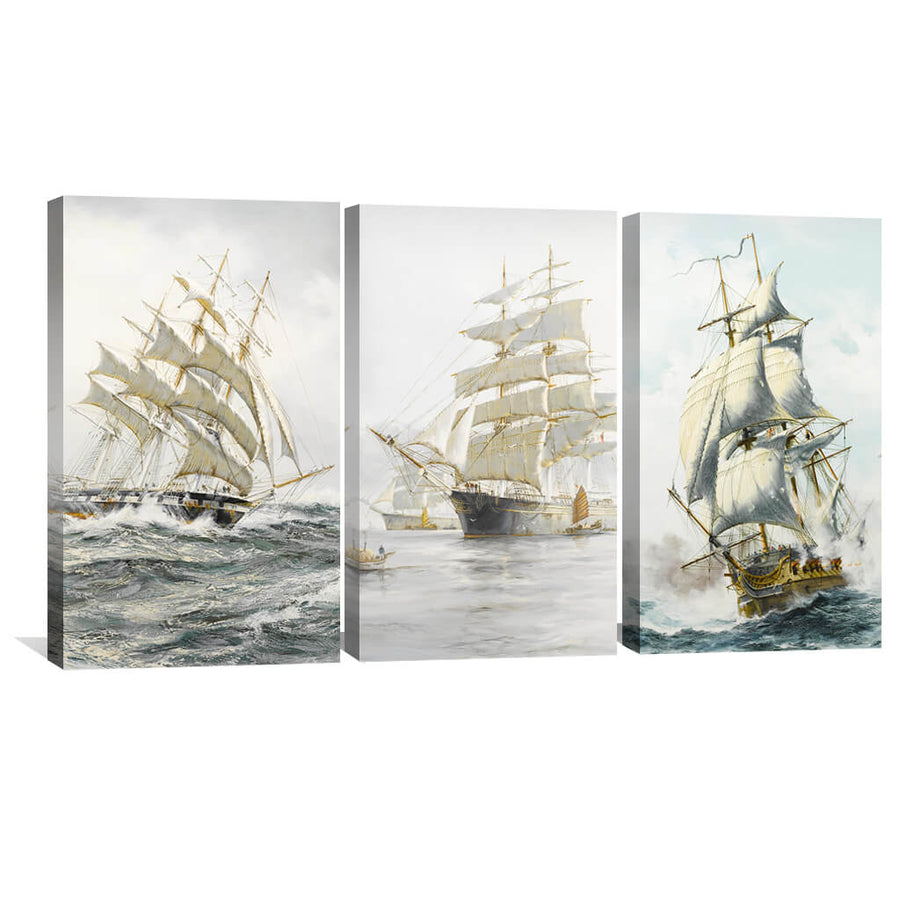 European Ship Canvas Art Clock Canvas