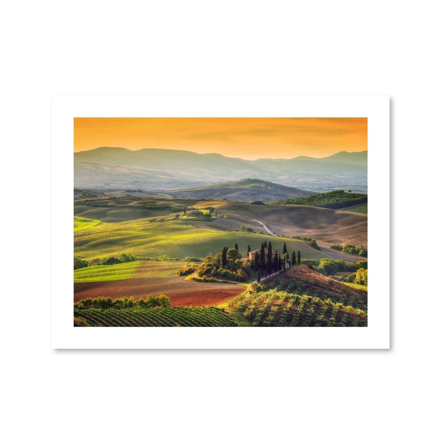 Evening Meadow Print Art Clock Canvas