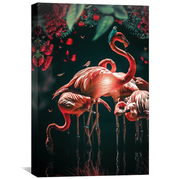 Fabulous Flamingo Canvas Art 40 x 60cm / Unframed Canvas Print Clock Canvas
