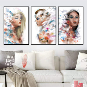 Faded Woman Canvas Art Set of 3 / 40 x 50cm / No Board - Canvas Print Only Clock Canvas