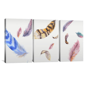 Falling Feather Canvas Art Set of 3 / 40 x 60cm / Unframed Canvas Print Clock Canvas