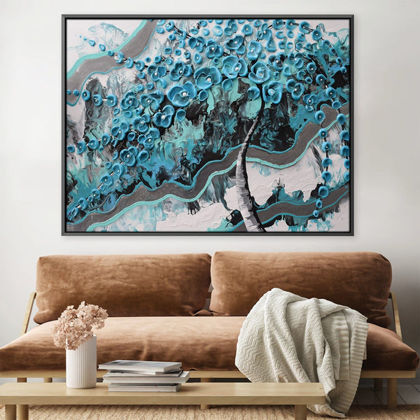 Fantasia in Turquoise Canvas Art 45 x 30cm / Unframed Canvas Print Clock Canvas