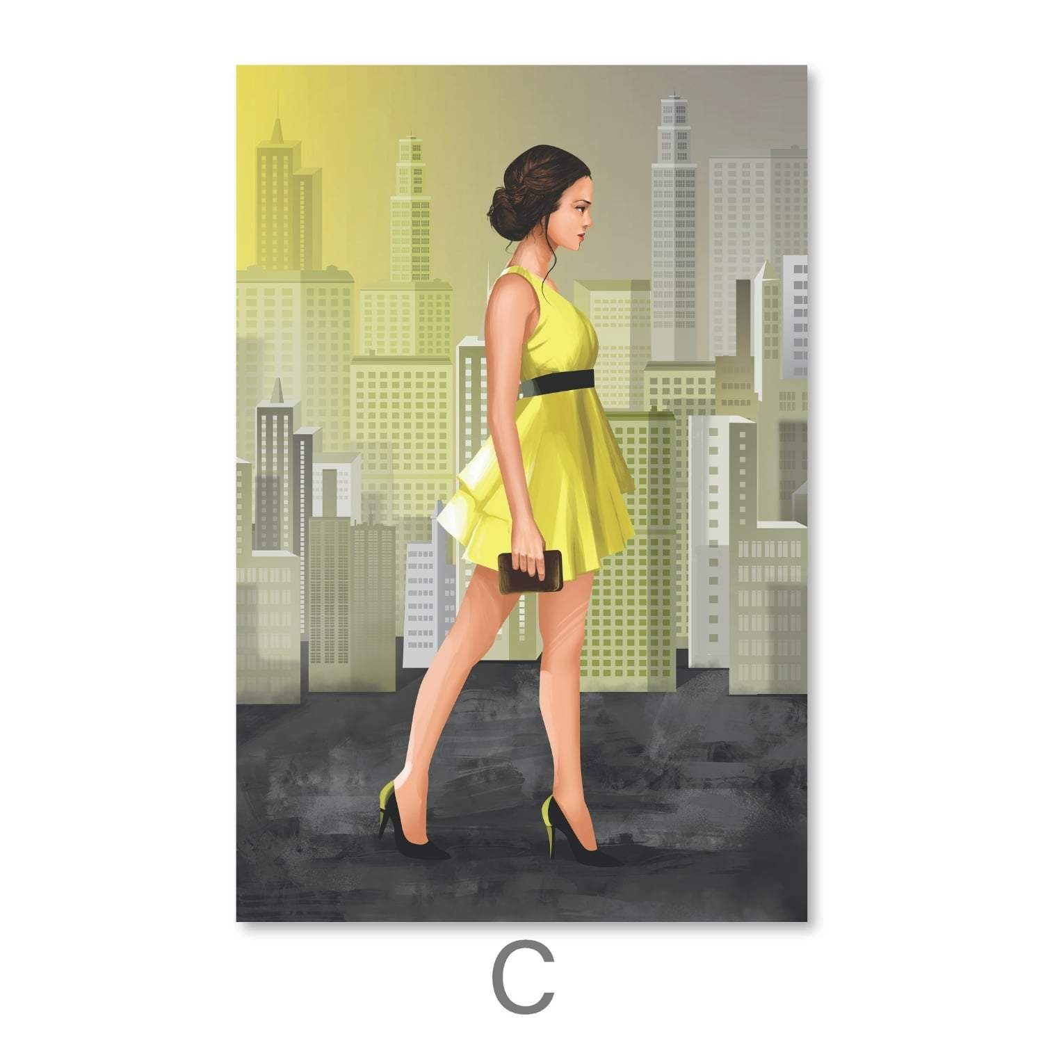 Fashionable Streets Canvas Art C / 30 x 45cm / Unframed Canvas Print Clock Canvas