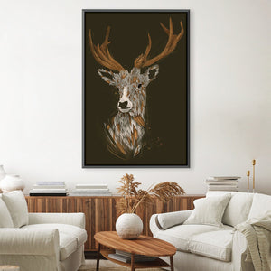 Feathered Deer Dark Canvas Art 30 x 45cm / Unframed Canvas Print Clock Canvas