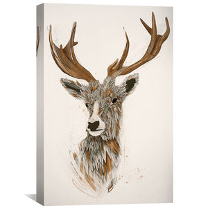 Feathered Deer Light Canvas Art Clock Canvas
