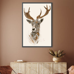 Feathered Deer Light Canvas Art 30 x 45cm / Unframed Canvas Print Clock Canvas