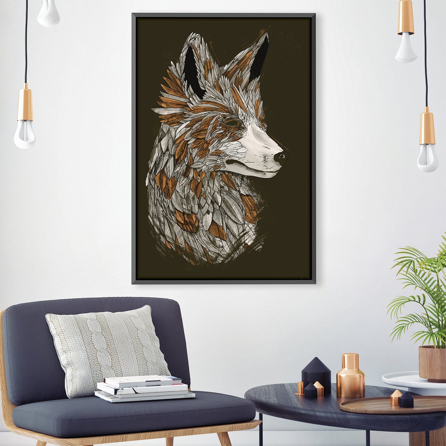 Feathered Fox Dark Canvas Art 30 x 45cm / Unframed Canvas Print Clock Canvas