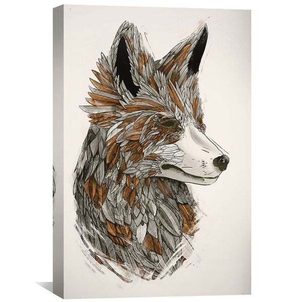 Feathered Fox Light Canvas Art Clock Canvas