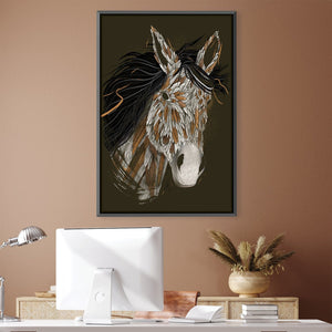 Feathered Horse Dark Canvas Art 30 x 45cm / Unframed Canvas Print Clock Canvas