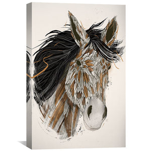 Feathered Horse Light Canvas Art Clock Canvas