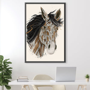 Feathered Horse Light Canvas Art 30 x 45cm / Unframed Canvas Print Clock Canvas