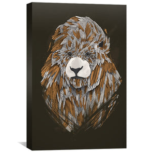 Feathered Lion Dark Canvas Art Clock Canvas