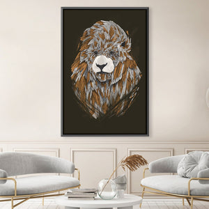 Feathered Lion Dark Canvas Art 30 x 45cm / Unframed Canvas Print Clock Canvas