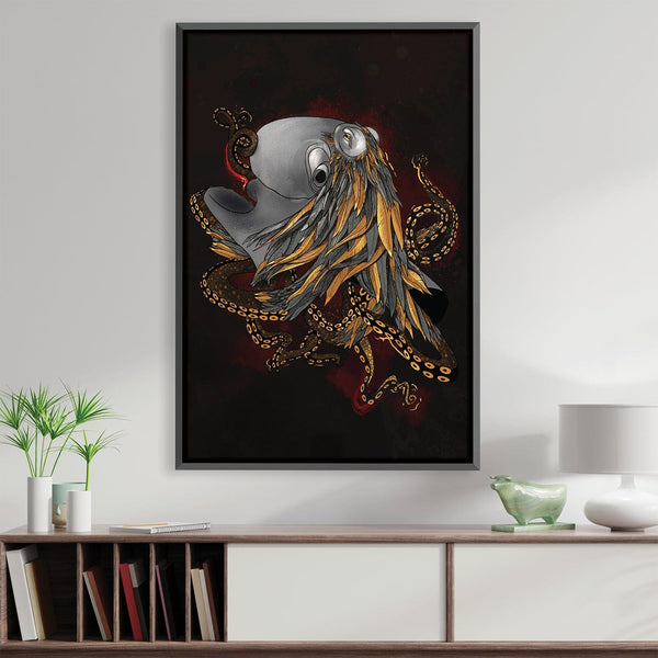 Feathered Octopus Dark Canvas Art 30 x 45cm / Unframed Canvas Print Clock Canvas
