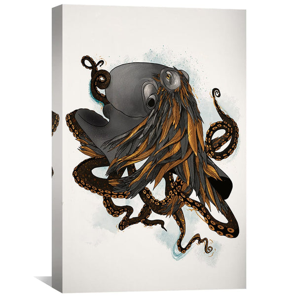 Feathered Octopus Light Canvas Art Clock Canvas