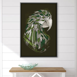Feathered Parrot Dark Canvas Art 30 x 45cm / Unframed Canvas Print Clock Canvas