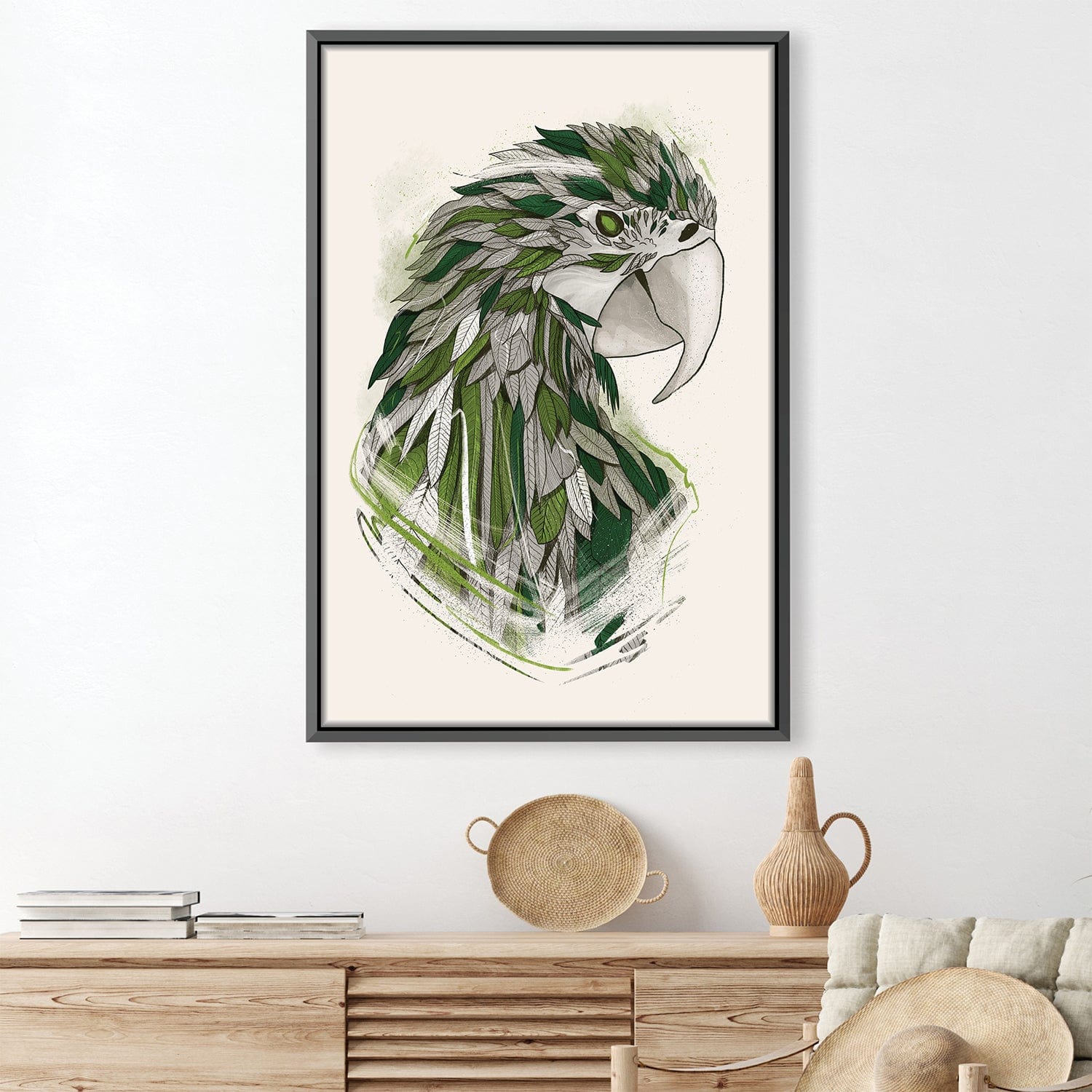Feathered Parrot Light Canvas Art 30 x 45cm / Unframed Canvas Print Clock Canvas