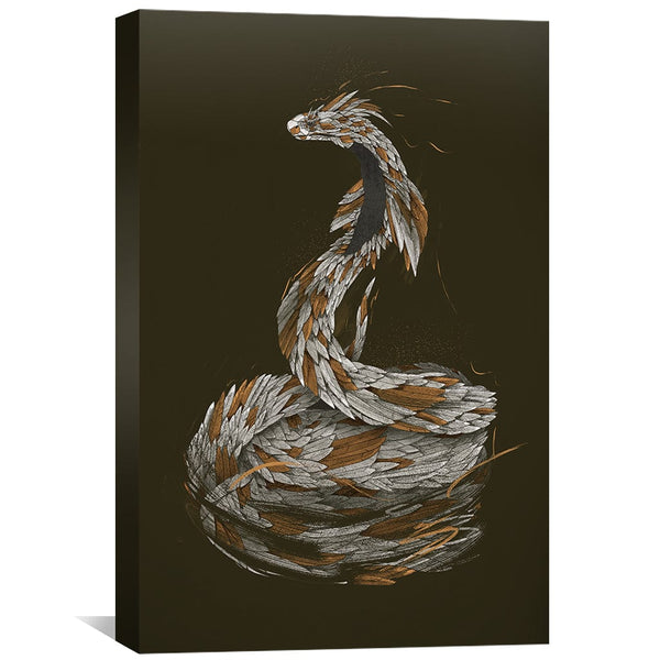 Feathered Snake Dark Canvas Art Clock Canvas