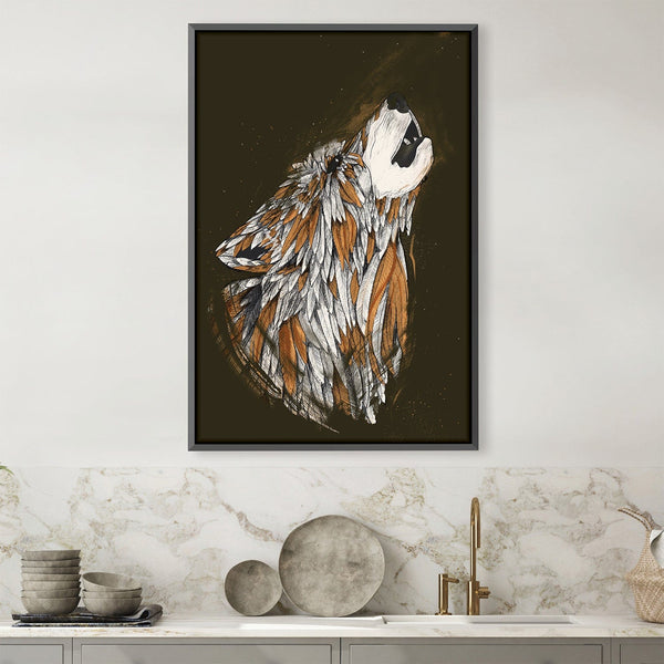 Feathered Wolf Dark Canvas Art 30 x 45cm / Unframed Canvas Print Clock Canvas