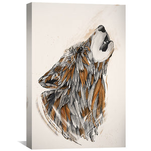Feathered Wolf Light Canvas Art Clock Canvas