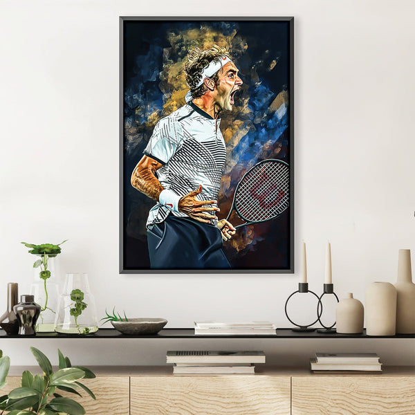 Federer Celebration Canvas Art 30 x 45cm / Unframed Canvas Print Clock Canvas