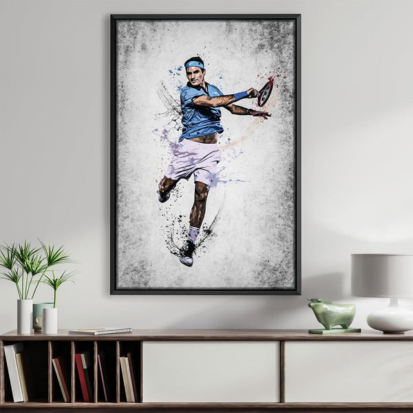 Federer in Grey Canvas Art 30 x 45cm / Unframed Canvas Print Clock Canvas