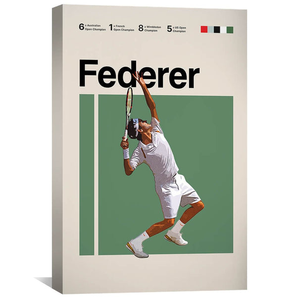 Federer Stats Canvas Art 30 x 45cm / Unframed Canvas Print Clock Canvas