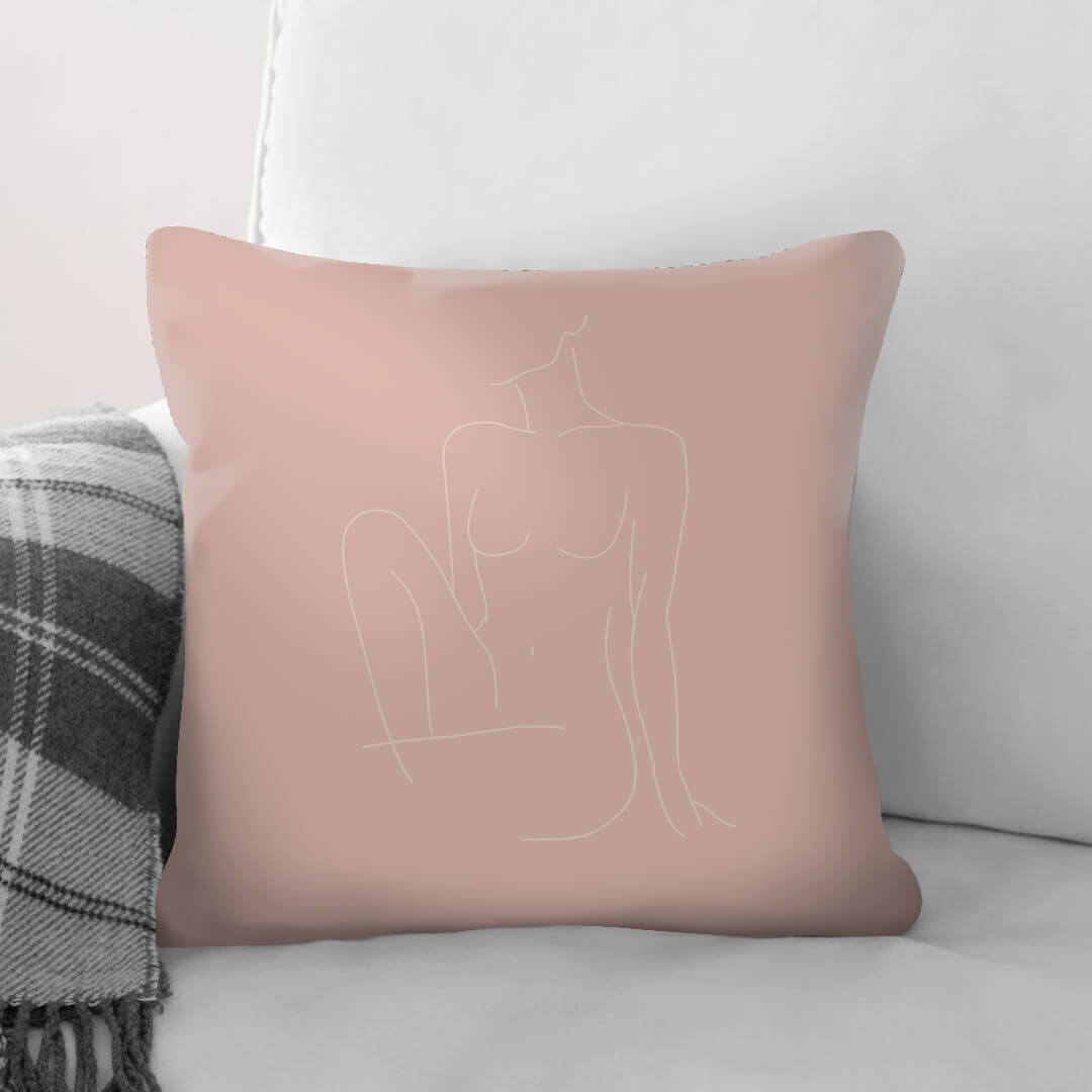 Female Line Art C Cushion Cushion 45 x 45cm Clock Canvas
