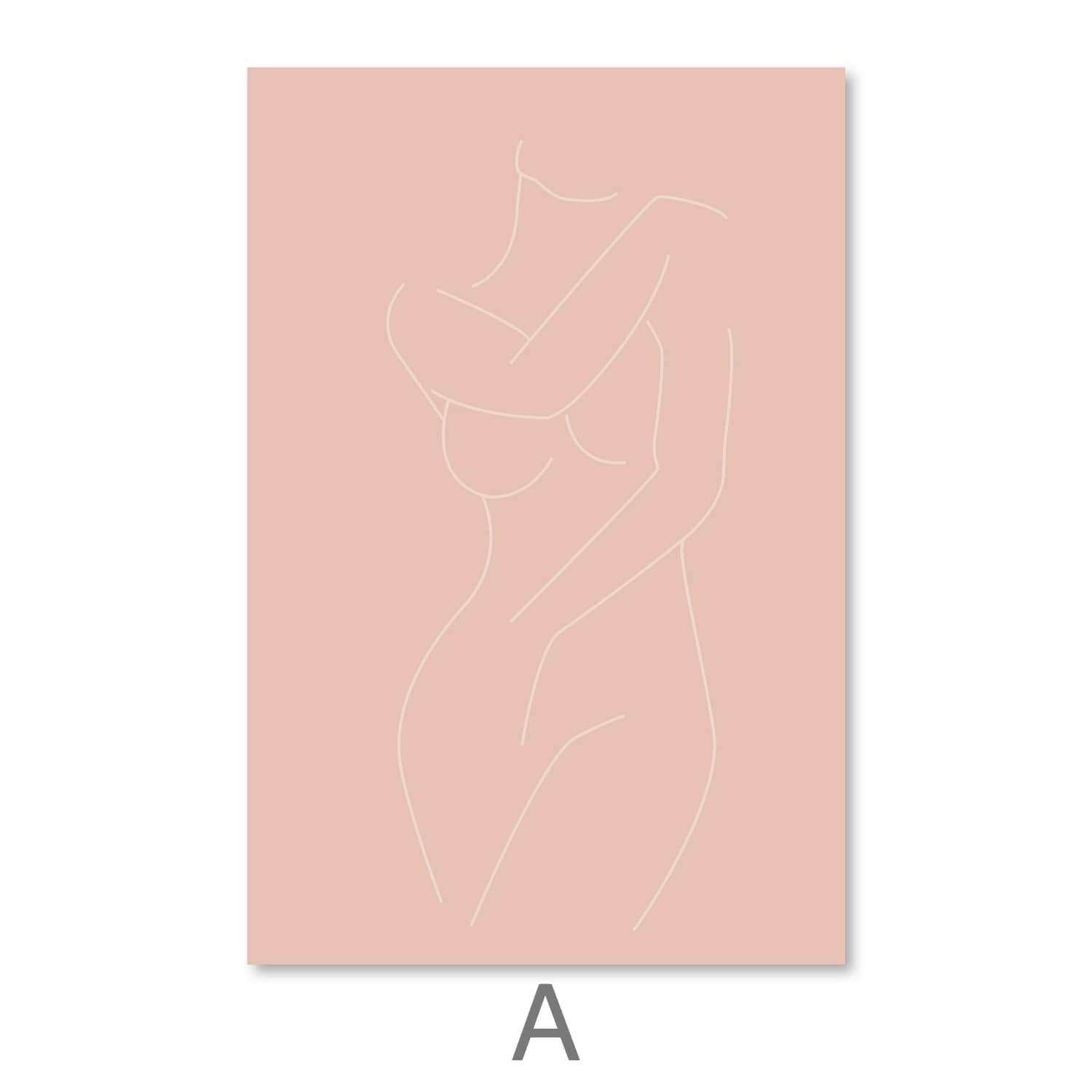 Female Line Art Canvas Art A / 30 x 45cm / Unframed Canvas Print Clock Canvas