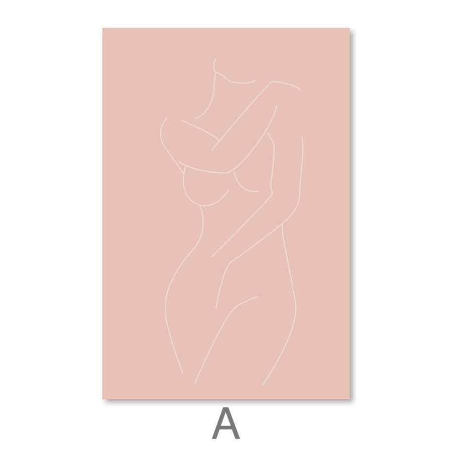 Female Line Art Canvas Art A / 30 x 45cm / Unframed Canvas Print Clock Canvas