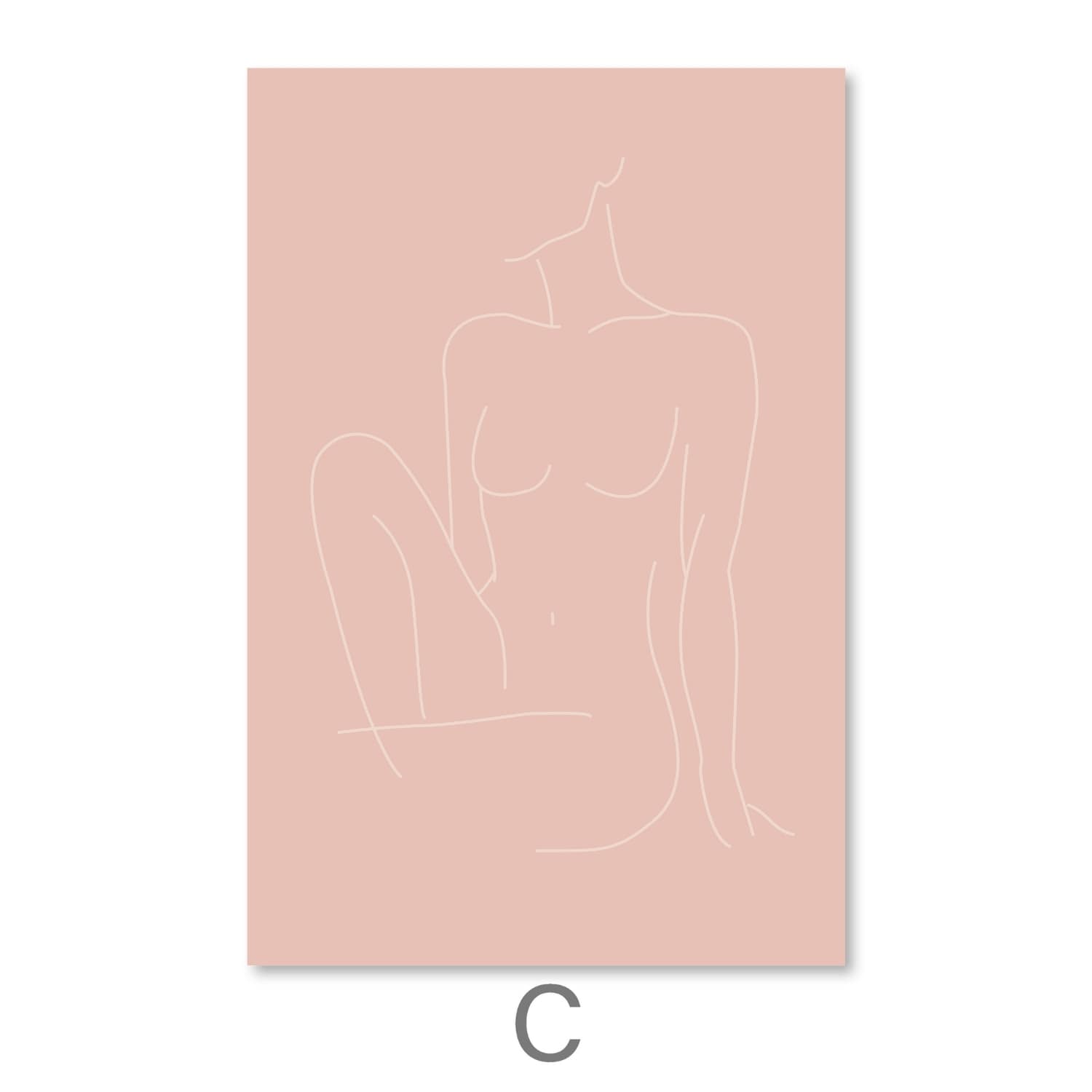 Female Line Art Canvas Art C / 30 x 45cm / Unframed Canvas Print Clock Canvas