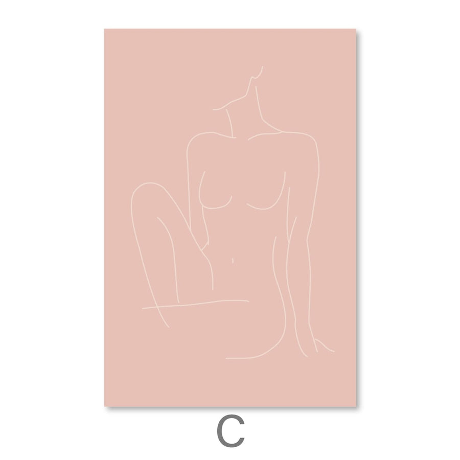 Female Line Art Canvas Art C / 30 x 45cm / Unframed Canvas Print Clock Canvas