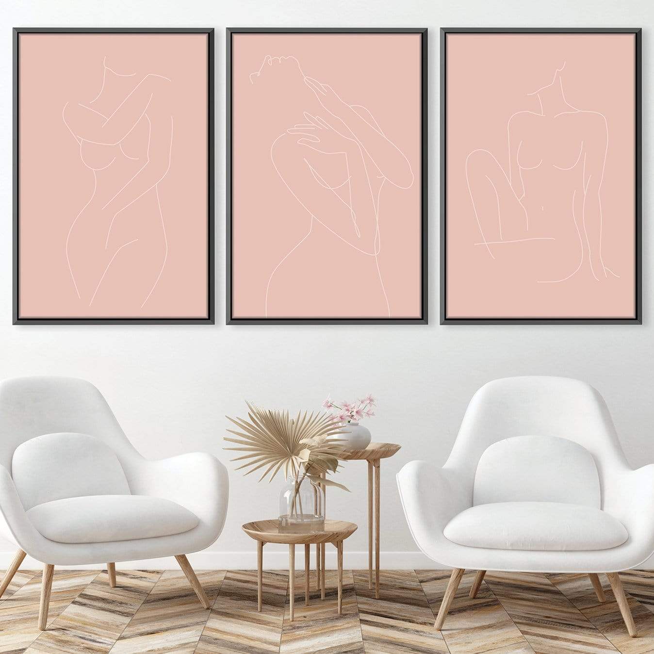 Female Line Art Canvas Art Clock Canvas