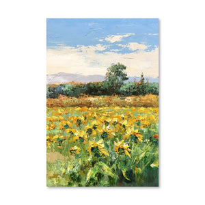 Field of Flowers Oil Painting Oil Clock Canvas