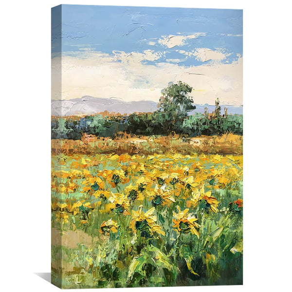 Field of Flowers Oil Painting Oil Clock Canvas