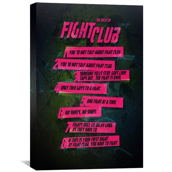 Fight Club Rules 1 Canvas Art Clock Canvas