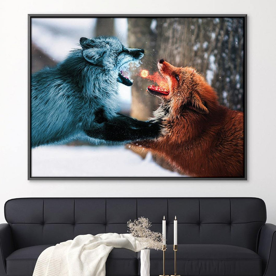 Fire vs Ice Canvas Art Clock Canvas