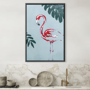 Flamingo Outline Oil Painting Oil 30 x 45cm / Oil Painting Clock Canvas