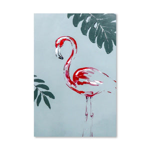 Flamingo Outline Oil Painting Oil Clock Canvas