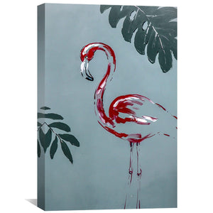 Flamingo Outline Oil Painting Oil Clock Canvas