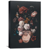 Floral Chimp Canvas Art Clock Canvas