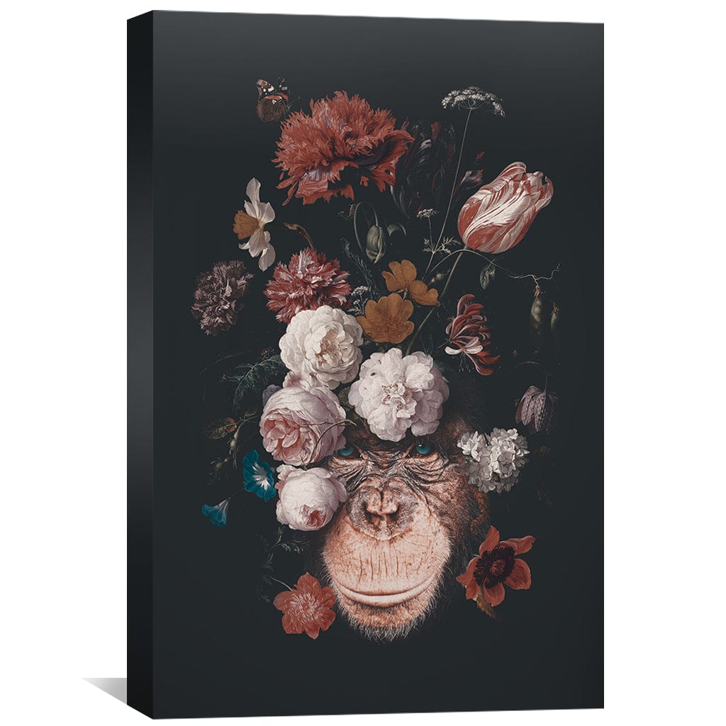 Floral Chimp Canvas Art Clock Canvas