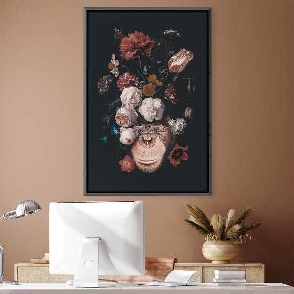 Floral Chimp Canvas Art 30 x 45cm / Unframed Canvas Print Clock Canvas