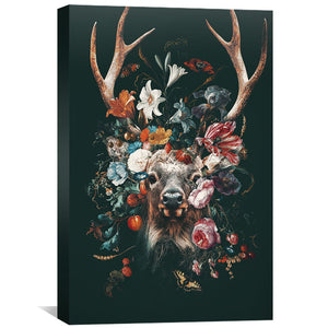 Floral Deer Canvas Art Clock Canvas