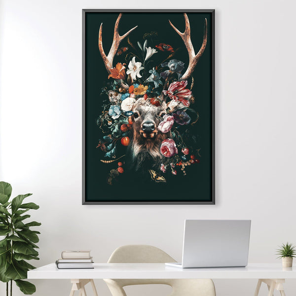 Floral Deer Canvas Art 30 x 45cm / Unframed Canvas Print Clock Canvas