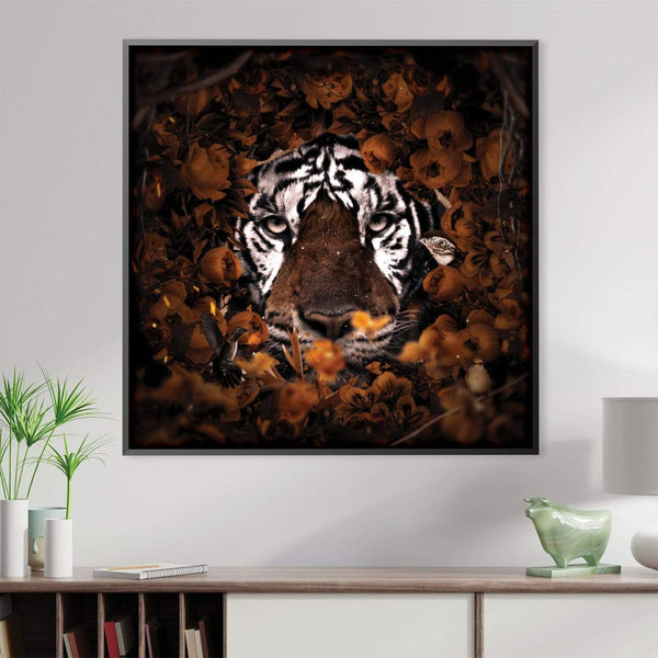 Floral Tiger Canvas Art Clock Canvas