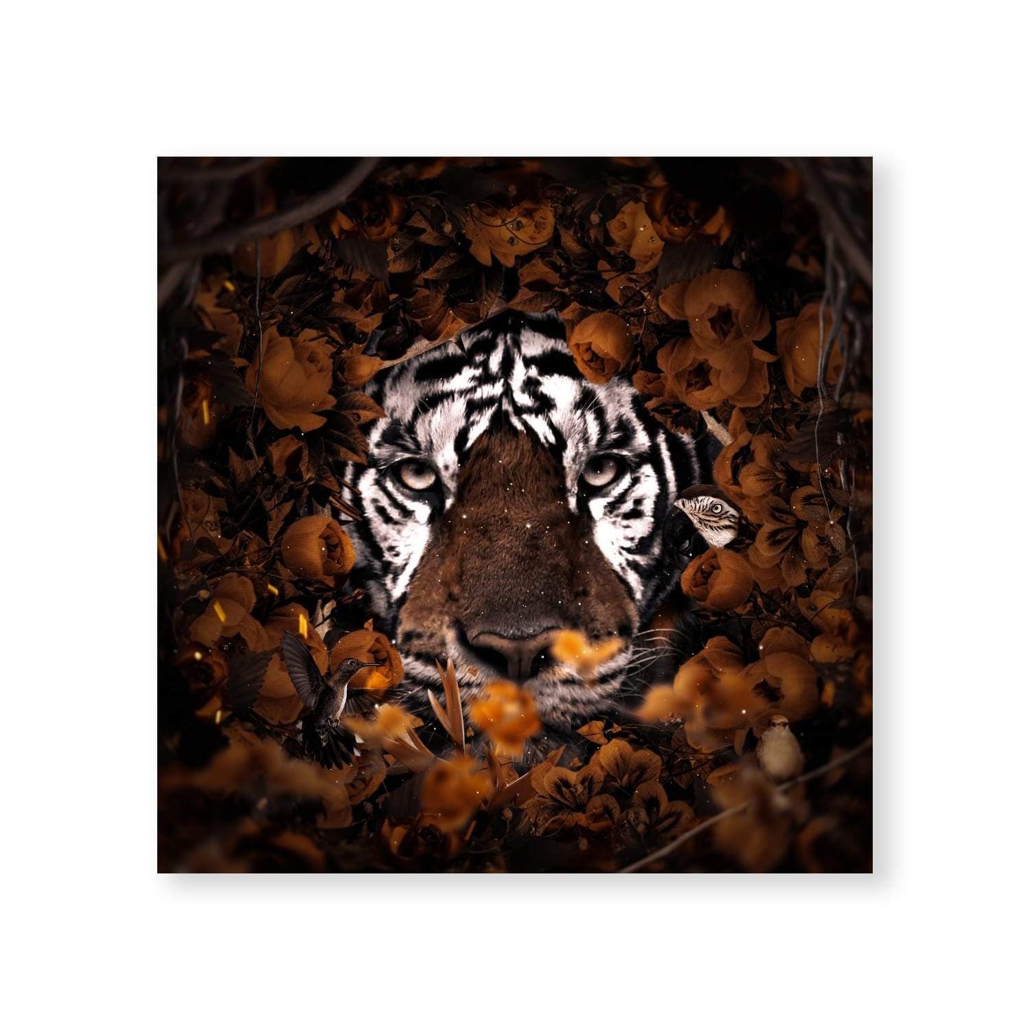 Floral Tiger Canvas Art Clock Canvas