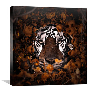Floral Tiger Canvas Art 30 x 30cm / Unframed Canvas Print Clock Canvas