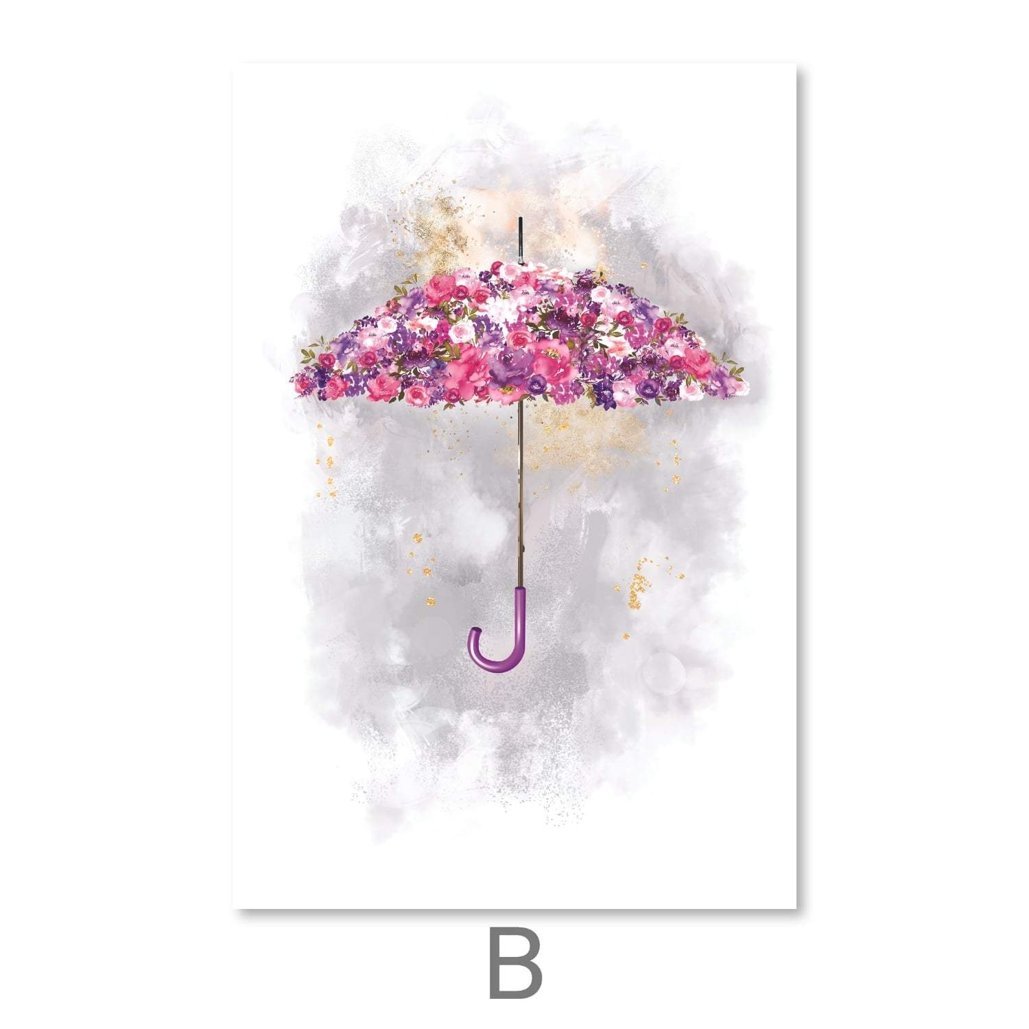 Floral Umbrellas Canvas Art B / 30 x 45cm / Unframed Canvas Print Clock Canvas