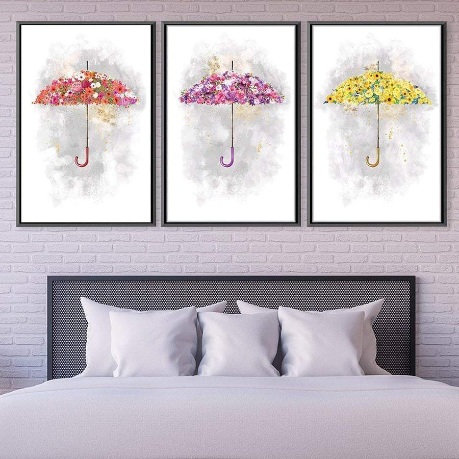 Floral Umbrellas Canvas Art Clock Canvas